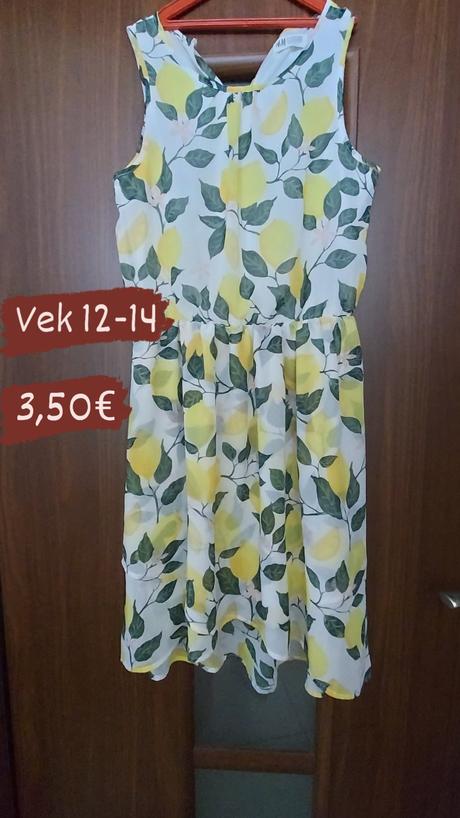 Krásne citrónové šaty- triedime šatník, h&m,164