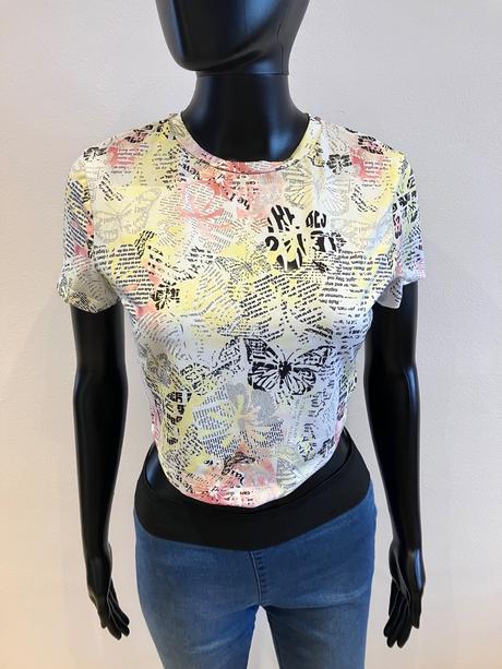 Farebné crop tričko bershka (l), bershka,l