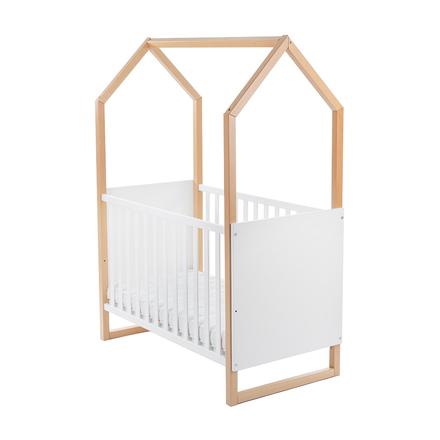 Detská buková postieľka drewex domček 120x60 cm, šírka (cm): 60,dĺžka (cm): 120