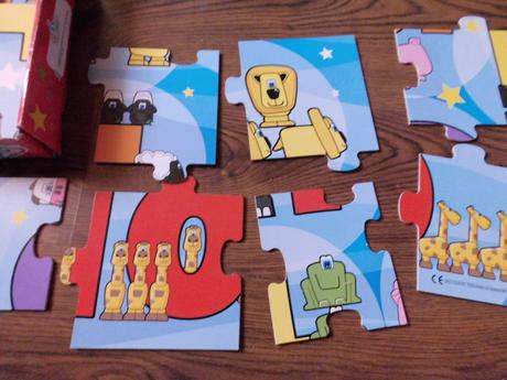 Puzzle čísla so zvieratkami,