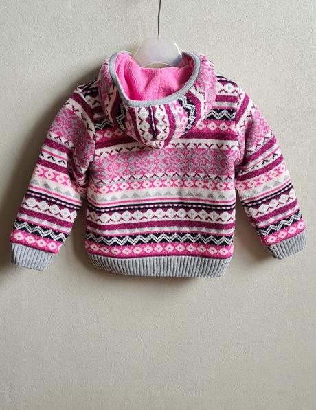 Hrubá zateplená pletená bunda s kapucňou vel.98, brendon,98