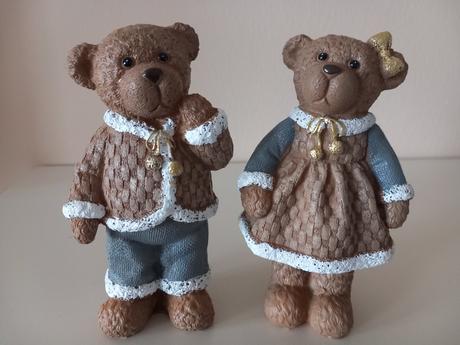 Sada 2ks stojacie keramické medvedíky, 