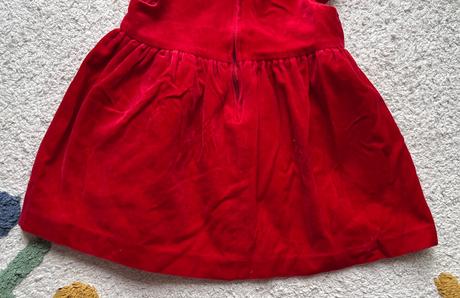 Červené zamatové šaty s vreckami, 86/92, 86