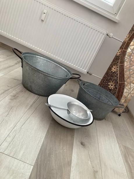 Pozinkované vandlíky, lavor smaltovaný,, 