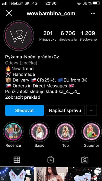 Stránka s pyžamami
