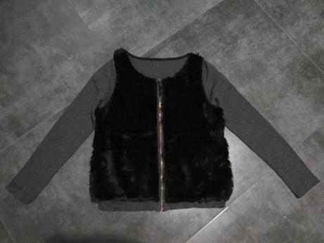 Sveter s vreckami a kožušinou, h&m,s