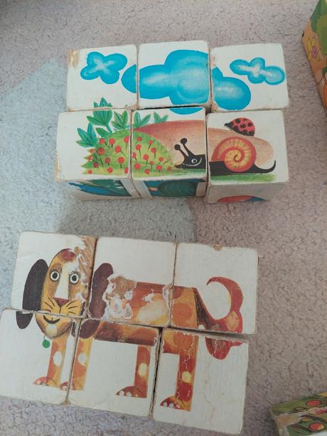 Retro kocky 4x drevene,