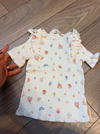 Rebrované tričko s volánmi, h&m,122