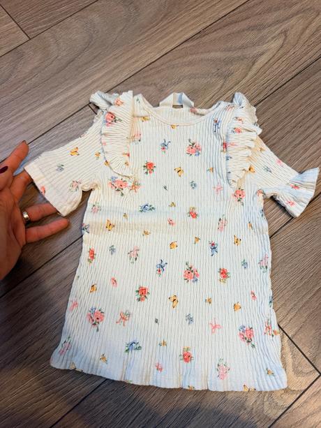 Rebrované tričko s volánmi, h&m,122