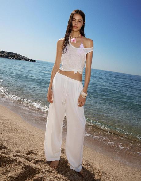 Ľanové nohavice bershka 146/152, bershka,152