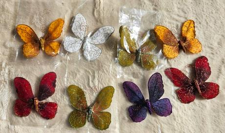 Dekoratívne motýle na štipci, 8 ks,