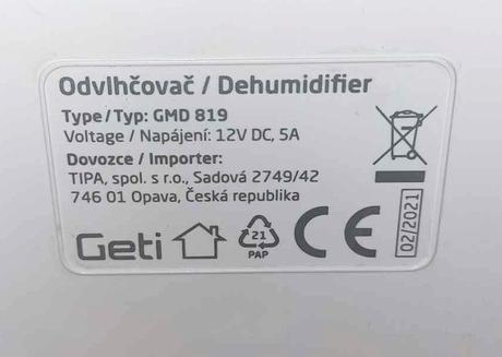 Predám odvlhčovač vzduchu geti gmd 819,