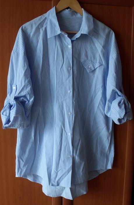 Bielo modro pásikavá košeľová blúzka, v. xl/xxl, 46 - xxl