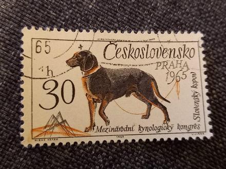 Poštová známka pes slovenský kopov 1965,