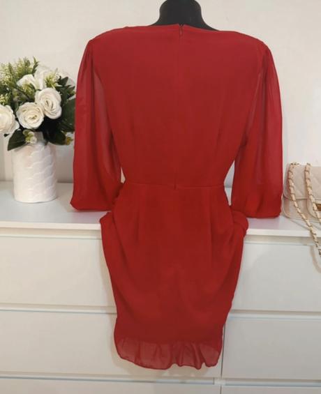 Červené elegantné šaty wrap efekt sexy party, l