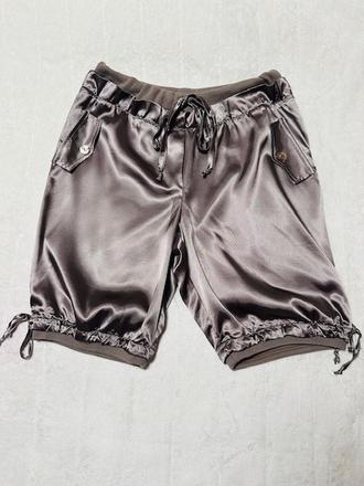 Hnedosivé háremové šortky hodvábny satén, l / m