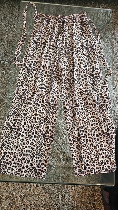 Široké leopardie nohavice v páse na gumu, m
