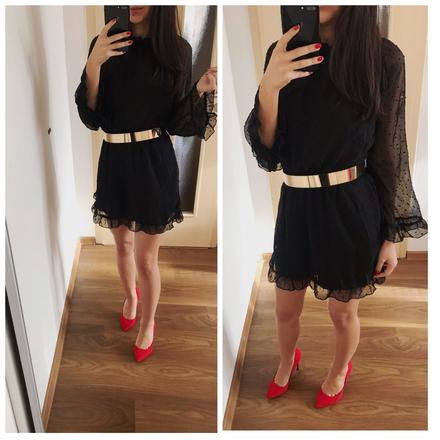 Zaujímave saty so sifonovými rukávmi, xs