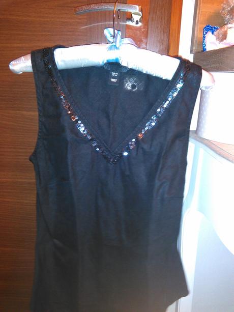 H&m čierny lanový top velkosť 40, h&m,m