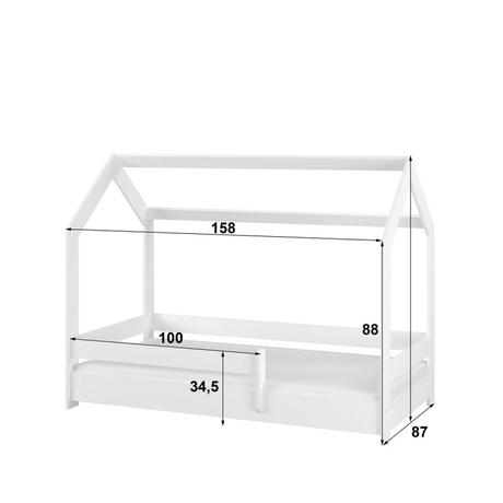 Detská posteľ domček, 160 x 80 cm - biela, šírka (cm): 80,dĺžka (cm): 160