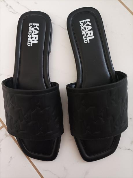 Kožené čierne šľapky karl lagerfeld 40, karl lagerfeld,40