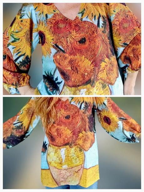 Blúzka- olejomaľba v.van gogh slnečnice -, s / xxl