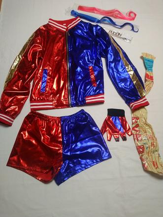 6 dielny kostým harley quinn joker, 10-12r,140-152, 