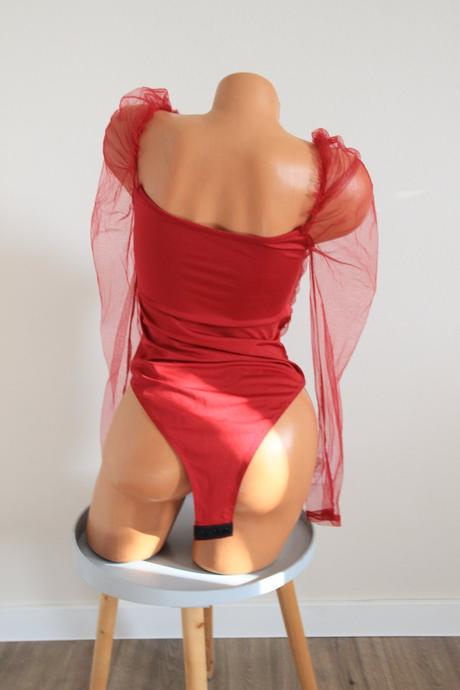 Červený body top so sieťkou, s, s