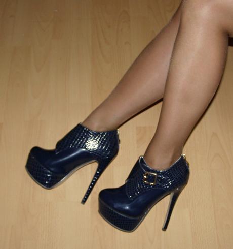 Nové lakované tmavomodré kotníčky č.38, 38