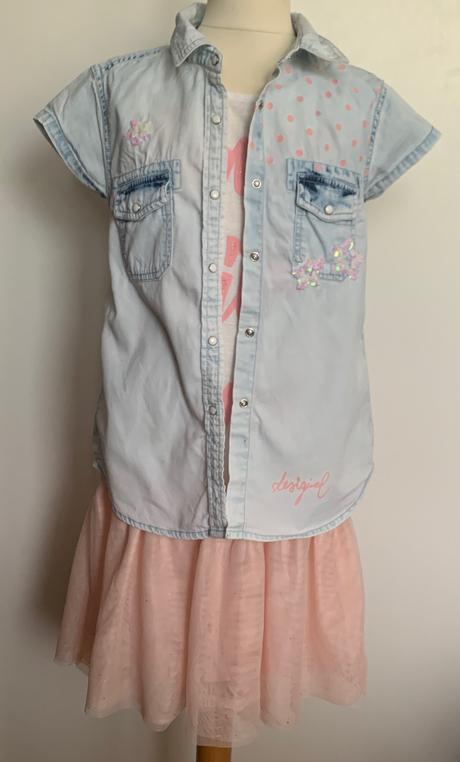 Desigual šaty s tutu sukňou a rifľovou košeľou, desigual,134