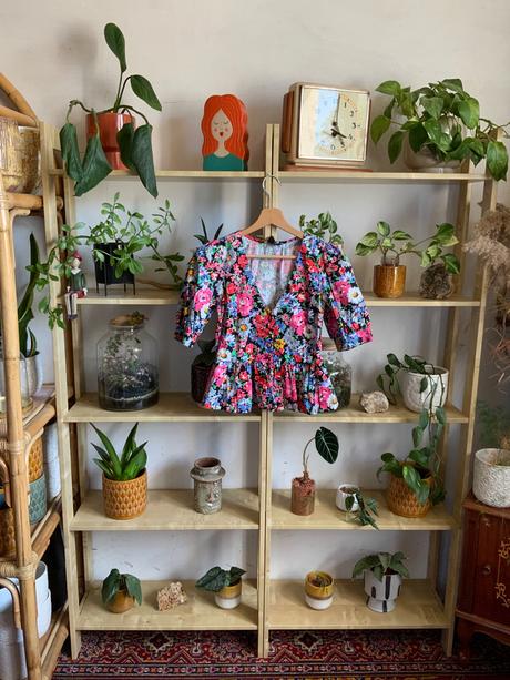 New look kvetovany top vintage vzhľadu, new look,xs