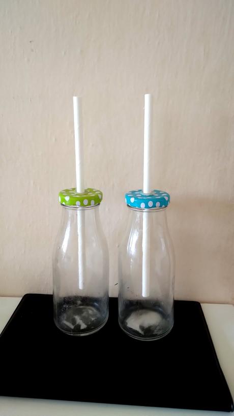 Sklenená fľaša so slamkou 2 kusy, 