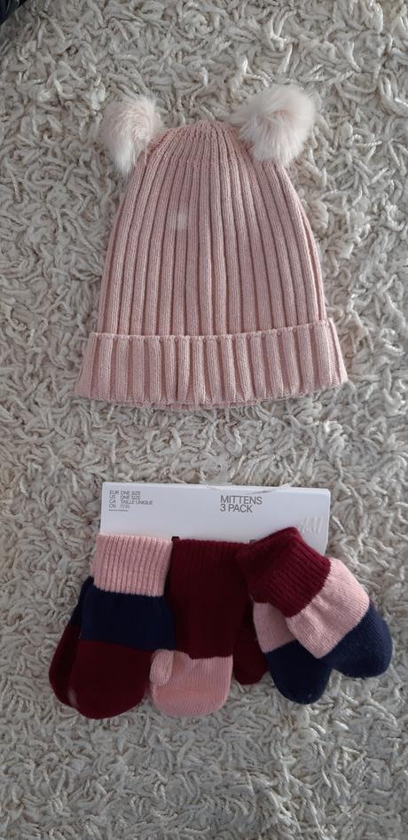 Ciapka h&m 86/92 len vypratá a rukavičky, h&m,86