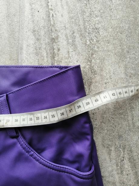 Fialové zateplené kožené nohavice zara,vm,38,pružn, zara,m