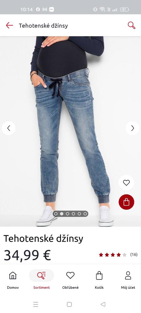 Tehotenské rifle, bonprix,40