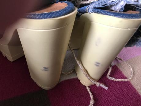 Topanky riflové, stylove - výška opätku 14 cm, 38