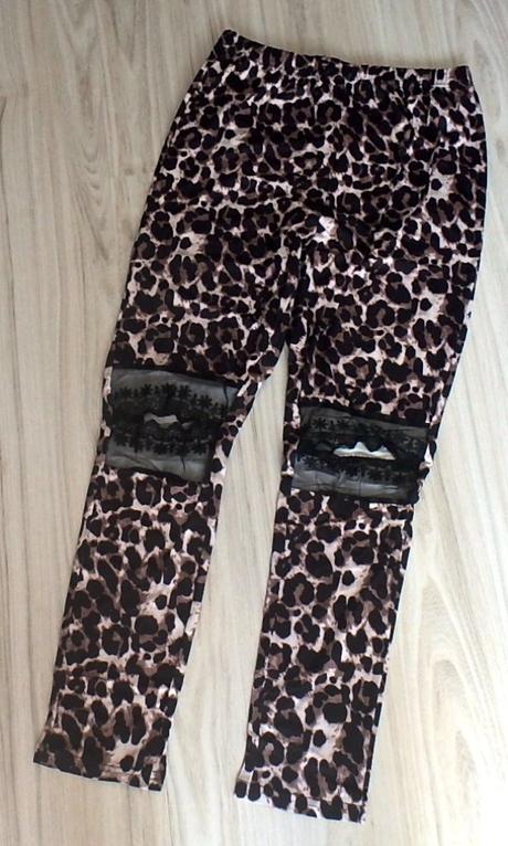 Moderné hnedé legíny vzor leopard, v. s/m, m / s