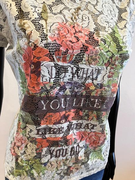 Dámske biele čipkované tričko s kvetmi (m), m