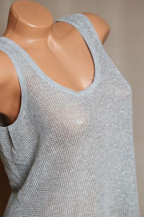 Sieťovaný šedo strieborný top s, s