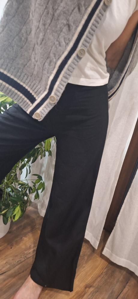 Ľanové čierne šioké nohavice h&m vel 36, h&m,36
