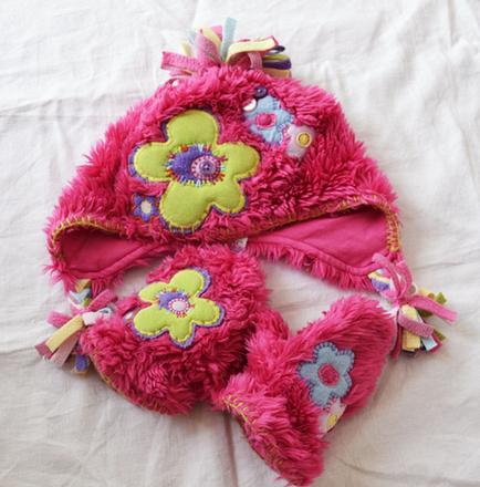 Kvietkované rukavice a čiapka v 3- 5 rokov, next,104