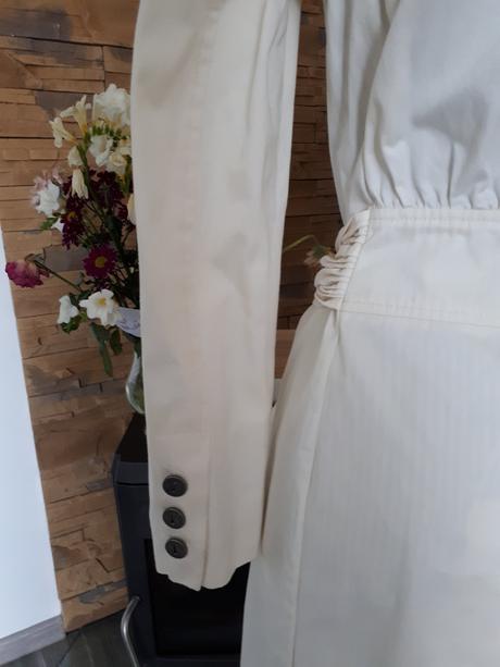 Krémový prechodný kabát, trenčkot/trenchcoat, 38