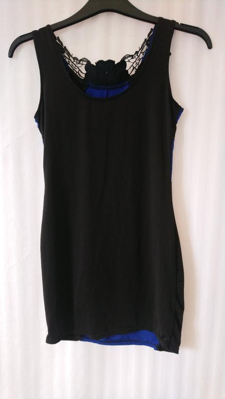 Dámske elastické šaty modro čierne, s