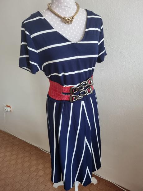 Modro biele šaty gant 40+opasok gratis, gant,40