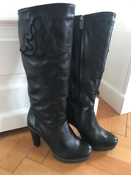 Kožené čierne čižmy velkost 37, lasocki,37
