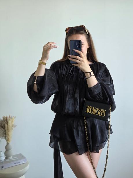 Virálne čierne mini šaty s/m, s
