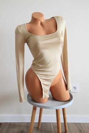Béžové elastické body tričko, xs/s, xs