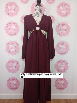 Šaty s retiazkou, pás elastický, m