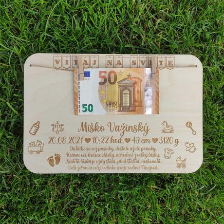 Ceduľka s údajmi o narodení dieťatka, 