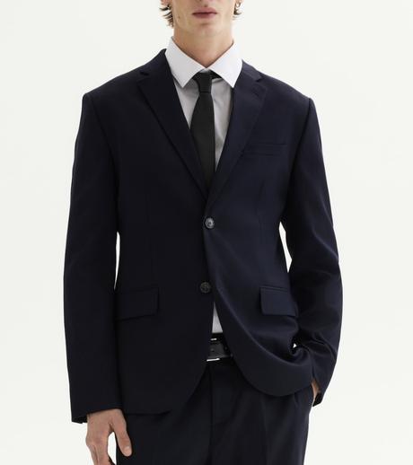 Tmavomodrý slim oblek h&m, 48